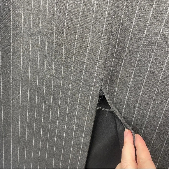 Antonio Melani Penci Skirt MIDI Pinstripe Stripe Gray Stretch 14 - Picture 3 of 7